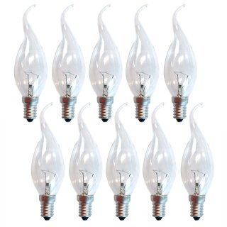 10 x Kerze windstoß klar 25W E14 Cosylight Glühbirne Glühlampe