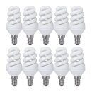10 x ESL Energiesparlampe Spirale 7W E14 290lm warmweiß...