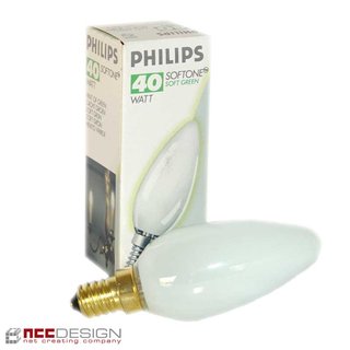 Philips Softone Grün 40W Kerze E14 Glühbirne Glühlampe Soft Green