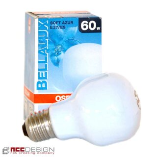 1 x OSRAM Softone Soft Azur 60W E27 Bella Glühbirne Glühlampe