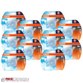 10 x Osram Tropfen Active 40W E14 Matt blau Glühbirne Glühlampe 40 Watt