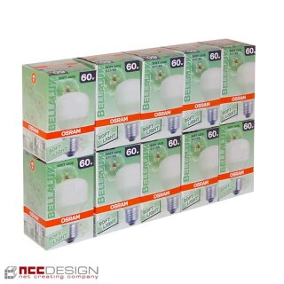 10 x OSRAM Softone Soft Jade 60W E27 Bella Glühbirne Glühlampe