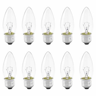 10 x Leuci Glühbirne Kerze 60W E27 klar Glühlampe 60 Watt Glühbirnen Glühkerzen