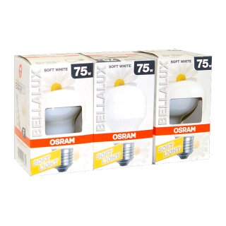 3 x Osram Glühbirne 75W Matt E27 Opal Soft White Bella T60 SIL Glühlampe