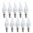 10 x Kerze windstoß klar 40W E14 Cosylight Glühbirne Glühlampe