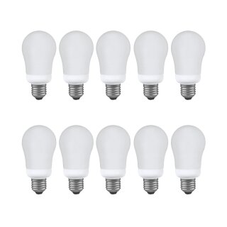 10 x ESL Energiesparlampe AGL Glühlampenform 15W = 75W E27 matt 2700K warmweiß 8h