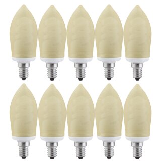 10 x Paulmann ESL Energiesparlampe Kerze 7W = 25W E14 eiskristall Bernstein warmweiß 2500K 880.65 PX001