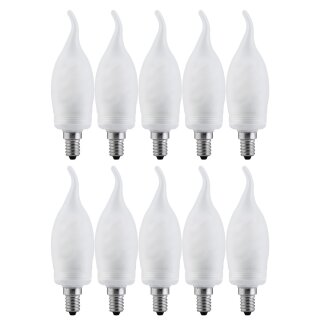 10 x Paulmann ESL Energiesparlampe Kerze 7W = 25W E14 Windstoß satiniert matt warmweiß 2700K 88069