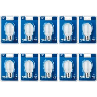 10 x ESL Energiesparlampe Tropfen 7W E27 warmweiß 2700K