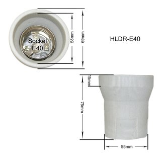 LED-Fachhandel - Keramik Lampenfassung E14 Sockel mit Bügel HLDR-E14-F  Kanlux 02173