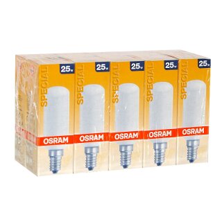 5 x OSRAM Röhre 25W E14 MATT Glühlampe Glühbirne 25 Watt Glühbirnen Glühlampen