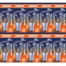 10 x Osram Glühbirne Röhre 25W E14 Glühlampe Special SPC. T26/57 CL 25