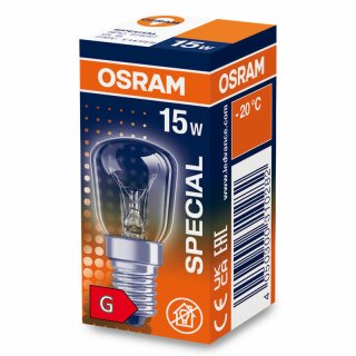 Osram Glühbirne Röhre Special 15W E14 klar T26 Kühlschrank Nähmaschine