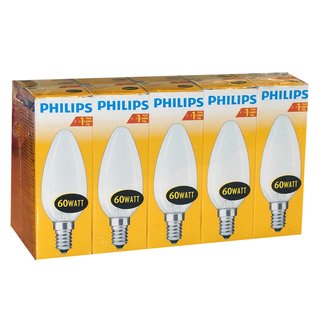 10 x Philips Glühbirne Kerze 60W E14 MATT Glühlampe Glühbirnen Glühlampen