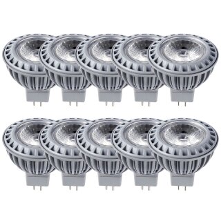 10 x LED Leuchtmittel Reflektor MR16 5W GU5,3 COB warmweiß 3000K flood 38°