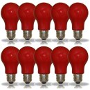 10 x LED Leuchtmittel Birnenform 3W = 25W E27 ROT Innen-...