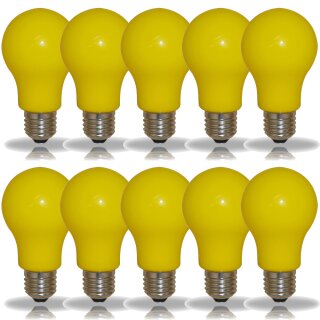 10 x LED Leuchtmittel Birnenform 3W = 25W E27 GELB Innen- & Außenbereich Party