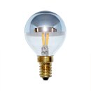 LED Filament Tropfen 4W = 40W E14 Kopfspiegel Silber Glühfaden warmweiß 2200K