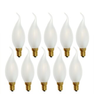 10 x LED Filament Windstoß Kerze 2W wie 25W E14 MATT Glühlampe Glühbirne warmweiß 2700K