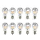 10 x LED Filament Kopfspiegel Silber 8W = 60W E27 AGL...