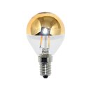 LED Filament Tropfen Glühbirne 2W = 25W E14 Kopfspiegel gold warmweiß 2700K KVG