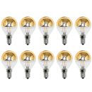 10 x LED Filament Tropfen Glühbirne 2W = 25W E14 Kopfspiegel gold warmweiß 2700K KVG