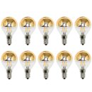 10 x LED Filament Tropfen Glühbirne 4W = 40W E14 Kopfspiegel gold warmweiß 2700K KVG