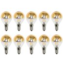 10 x LED Filament Tropfen Glühbirne 4W = 40W E14 Kopfspiegel gold warmweiß 2700K KVG