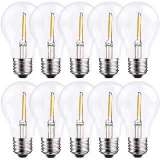 10 x LED Filament Glühbirne A60 1W fast 15W E27 klar warmweiß 2700K