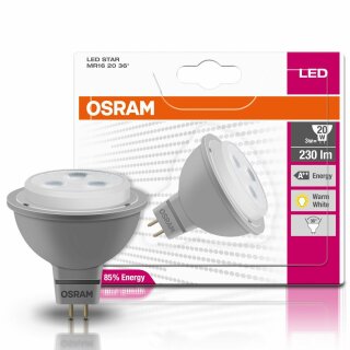 Osram LED Star Leuchtmittel Reflektor 3W = 20W GU5,3 MR16 warmweiß 2700K 36°