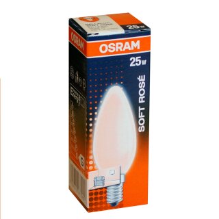 1 x Osram Glühbirne Kerze Soft Rose 25W E14 matt Softone Glühlampe 