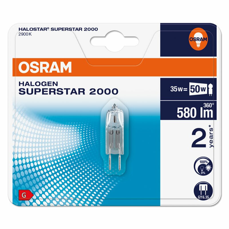 Osram Eco Halogen Stiftsockellampe 35W = 50W GY6,35 klar 580lm Eco St