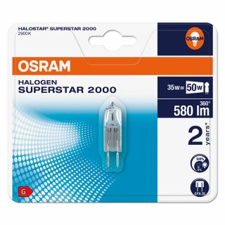 Osram Eco Halogen Stiftsockellampe 35W = 50W GY6,35 klar 580lm Eco Star Blister