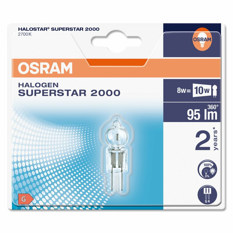 Osram Eco Halogen Stiftsockellampe 7W = 10W G4 klar 12V 95lm Halostar