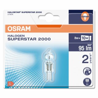 Osram Eco Halogen Stiftsockellampe 7W = 10W G4 klar 12V 95lm Halostar Superstar 2000