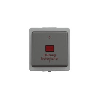 9365 Aufputz Feuchtraum Heizung Notschalter 2-polig mit Glimmlampe und roter Linse IP44 grau