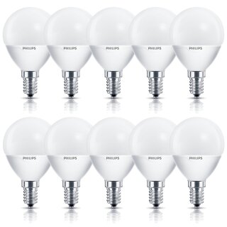 10 x Philips Softone Energiesparlampe Tropfen 5W E14 827 warmweiß 2700K