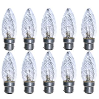 10 x Kerze Glühbirne 40W B22 Klar gedreht Glühbirnen B22d 40 Watt Glühlampe Glühlampen Mirabella