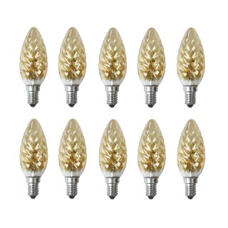 10 x Glühbirne Kerze 25W E14 gold gelüstert gedreht...