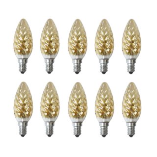 10 x Glühbirne Kerze 25W E14 gold gelüstert gedreht Glühlampe 25 Watt Glühbirnen