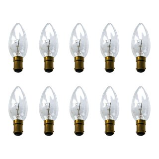 10 x Kerze Glühbirne 40W B15 Klar Glühbirnen B15d 40 Watt...