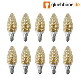 10 x Glühbirne Kerze 15W E14 gold gelüstert gedreht...
