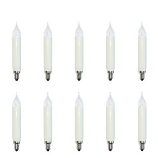 10 x hellum Schaftkerzen für innen und außen 3W 16V E10 Elfenbeinweiß