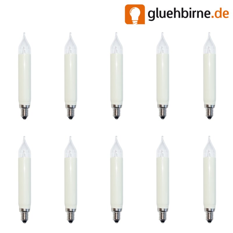 10 x hellum Schaftkerzen für innen und außen 3W 24V E10 Elfenbeinweiß