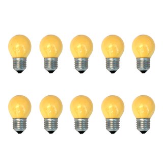 10 x Tropfen Glühbirne 25W E27 Gelb Glühlampe Deco 25 Watt Glühbirnen Kugel