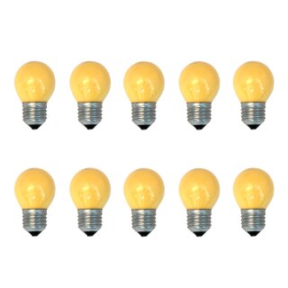 10 x Tropfen Glühbirne 25W E27 Gelb Glühlampe Deco 25...