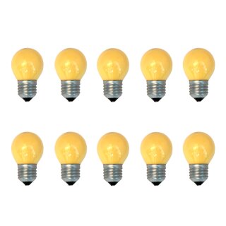 10 x Tropfen Glühbirne 25W E27 Gelb Glühlampe Deco 25 Watt Glühbirnen Kugel