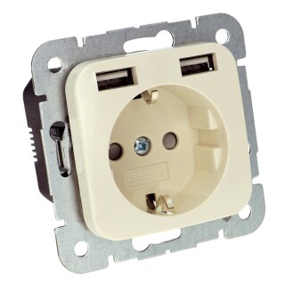 2USB Schuko Unterputz Steckdose 2 x USB Modell inCharge SI Creme Weiß glänzend