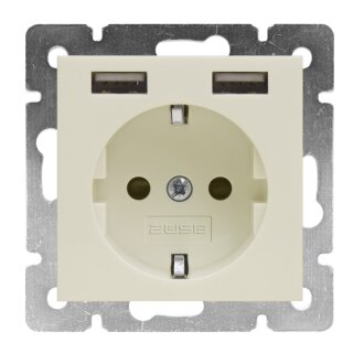 2USB Schuko Unterputz Steckdose 2 x USB Modell 55 Creme Weiß glänzend