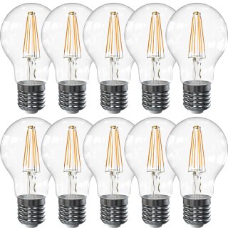 10 x LED Filament Glühbirne 8W = 75W 1050lm E27 Glühlampe Glühfaden warmweiß 2700K 360°